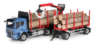CON81233/0 - MAN TGS TN 6x4 truck with unloading crane and 1+1 axle trailer for timber transport