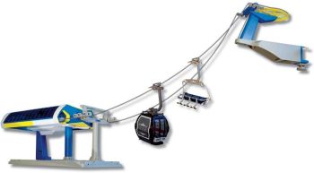 JC84393 - Ski lift with blue and yellow gondola and chairlift