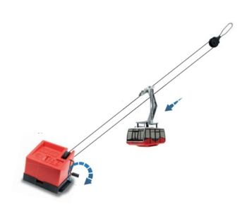 JC89093 - Ski lift with 1 red manual gondola