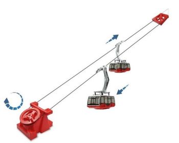 JC89293 - Ski lift with 2 manual red gondolas