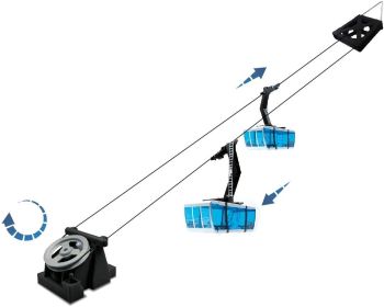 JC89294 - Ski lift with 2 black manual gondolas