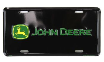 97058-DEERE - Black metal sign with JOHN DEERE logo - 15x30 cm