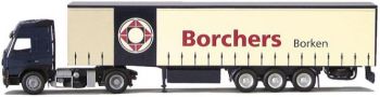 AWM4082.01 - VOLVO FH12 Globetrotter 4x2 With 3 Axles tarpaulin trailer "BORCHERS BOKEN" Scale: 1/87