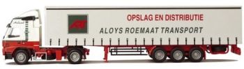 AWM53053 - VOLVO FH12 Globetrotter 4x2 With 3 Axles covered trailer "OPSLAG EN DISTRIBUTIE" Scale: 1/87