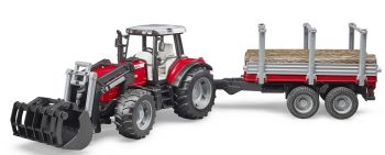 BRU2046 - MASSEY FERGUSON 7480 with loader and wooden trailer