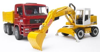 BRU2751 - MAN TGA 6x4 with skip and excavator LIEBHERR 912 BRUDER toys