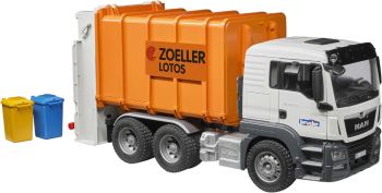 BRU3762 - MAN TGS 6x4 garbage truck orange BRUDER toys