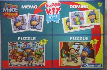 CLE08207 - Game 4 in 1 Memo, Domino and puzzles 2x30 Pieces MIKE THE KNIGHT