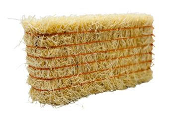 CW0276 - Square straw bale with orange string - 7.8 x 3.7 x 2.2 cm