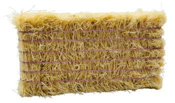 CW0278 - Square straw bale with purple string - 7.8 x 3.7 x 2.5 cm