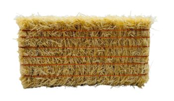 CW0280 - Square straw bale with orange string - 7.8 x 3.7 x 2.8 cm