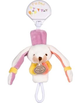 DC2509LAPBLANC - Pacifier Clip - Rabbit White, Pink and Orange
