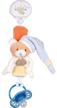 DC2509OURSJAUNE - Pacifier clip - Bear with night cap