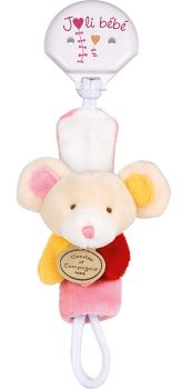 DC2509SOURIS - Pacifier Clip - Mouse Red Pink and Yellow