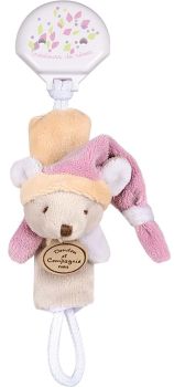 DC2509SOUROSE - Pacifier clip - Pink and beige mouse