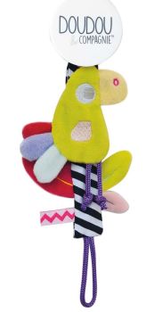 DC3424PERRO - Vanilla / Strawberry Pacifier Clip - Parrot