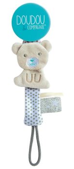 DC3425OURS - Choco / mint pacifier clip - Bear