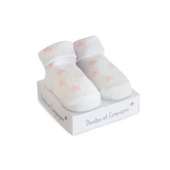 DC3702-03 - Birth sock - White with pink star
