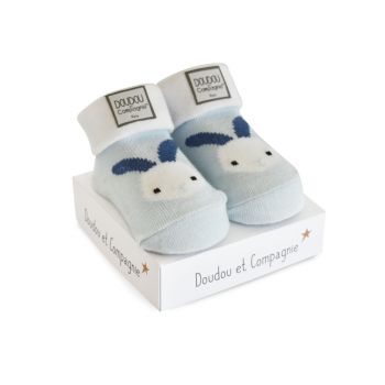 DC3703-03 - Birth sock - Blue and white with rabbit
