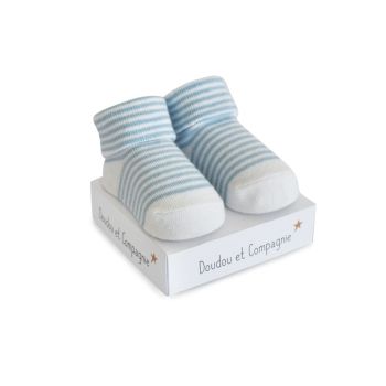 DC3703-01 - Birth sock - White with blue stripes
