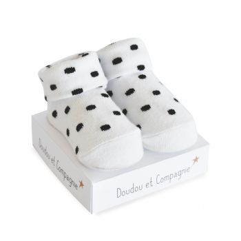 DC3704-02 - Birth sock - White with black polka dots - SOON AVAILABLE