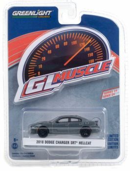 GREEN13290-D - DODGE Charger SRT Hellcat 2018 metallic gray GL Muscle Series sold in blister