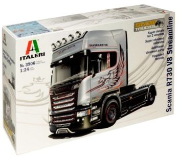 ITA3906 - SCANIA R370 Streamline V8 4x2 Silver Griffin model to assemble and paint glue and paint not included