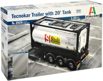 ITA3929 - Container trailer with tanker container Stolt model to assemble and paint glue and paint not included