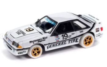 JLCT014-3A_BLANC - 1988 FORD Mustang GT white wheels - Sallen General Tire #19 from the 2024 COLLECTOR TINS ​​series in blister pack