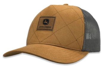 MC13083322CB - John Deere Brown Quilted Cap with Gray Mesh Back