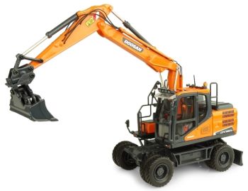 UH8134 - DOOSAN DX160W wheeled excavator with ditch cleaning bucket and clamshell bucket