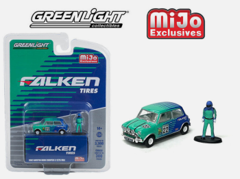 GREEN51454 - AUSTIN Mini cooper S 1275 from 1967 #22 - Falken tyres - figurine included