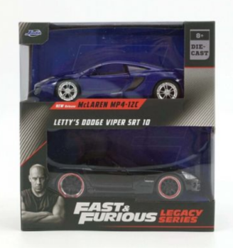 JAD35694 - TWIN PACK - McLaren MP4 12C, blue, and Dodge Viper SRT, black FAST and FURIOUS