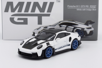 MGT00853-L - PORSCHE 911 992 GT3 RS Weissach package, white with indigo blue wheels