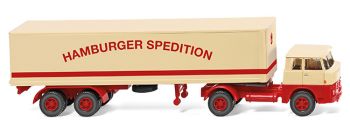 WIK051319 - HENSCHEL HS 14/16 4x2 with box semi trailer 2 axles Hamburger Spedition